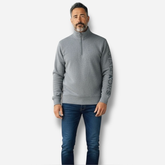 🏈New🏈 Michael Kors Half Zip Pullover Gray L NWT